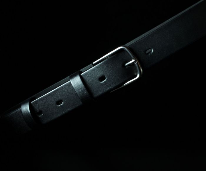 Чоловічий шкіряний ремінь преміум Kremen чорний гладкий 3,5 см (класична пряжка)