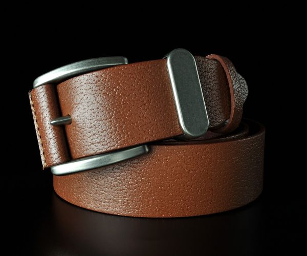 Чоловічий шкіряний ремінь Kremen світло-коричневий структурний 4 см (класична пряжка)