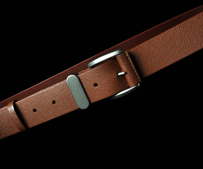 Чоловічий шкіряний ремінь Kremen світло-коричневий структурний 4 см (класична пряжка)