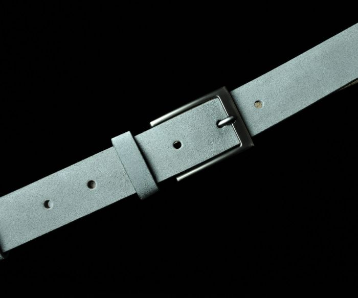 Чоловічий замшевий ремінь Kremen сірий 3,5 см (класична пряжка)