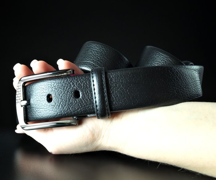 Шкіряний чоловічий ремінь De Esse з фактурної шкіри, класична пряжка (3,7 см)