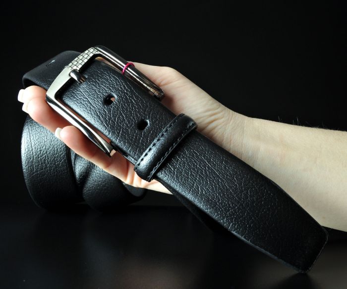 Шкіряний чоловічий ремінь De Esse з фактурної шкіри, класична пряжка (3,7 см)