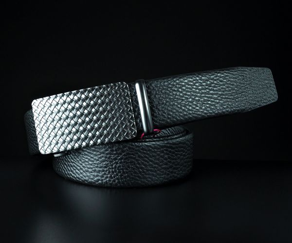 Чоловічий ремінь автомат De Esse, чорна зерниста шкіра (3,5 см)