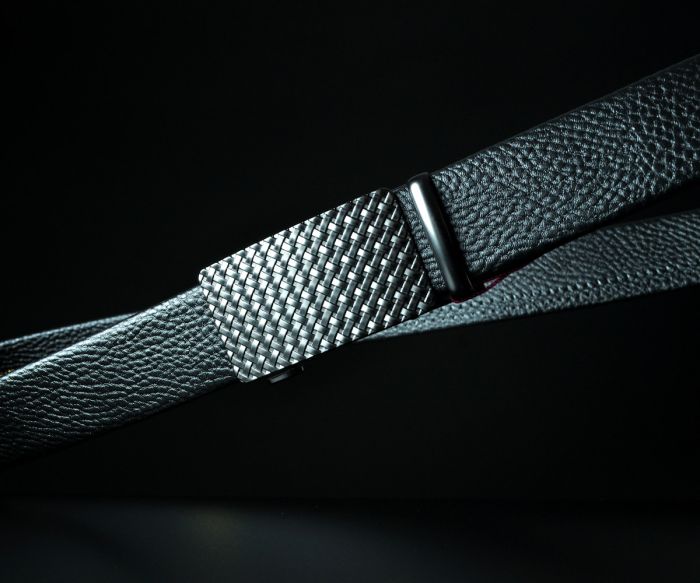 Чоловічий ремінь автомат De Esse, чорна зерниста шкіра (3,5 см)