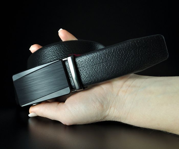 Чоловічий шкіряний ремінь De Esse з дрібнозернистою фактурою, пряжка автомат (3,5 см)