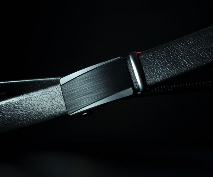 Чоловічий шкіряний ремінь De Esse з дрібнозернистою фактурою, пряжка автомат (3,5 см)