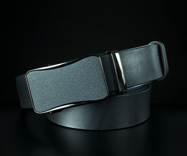 Чоловічий ремінь SFIP автомат з гладкої шкіри без прошивки, чорний (3,5 см)