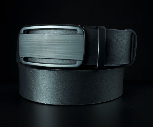 Чоловічий шкіряний ремінь SFIP автомат з гладкої шкіри без прошивки, чорний (135 см)