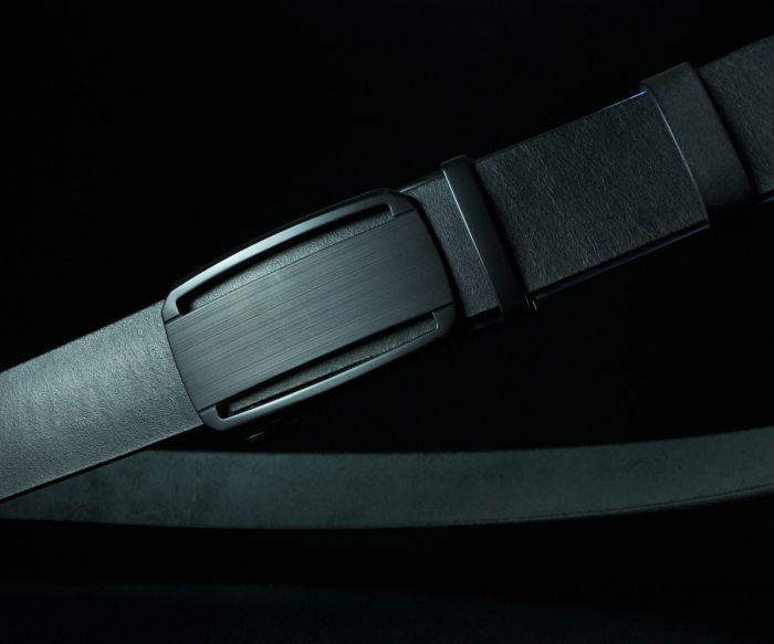 Чоловічий шкіряний ремінь SFIP автомат з гладкої шкіри без прошивки, чорний (135 см)