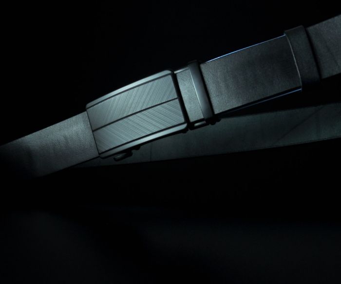 Чоловічий шкіряний ремінь SFIP автомат з гладкої шкіри, пряжка з лініями (3,5 см)