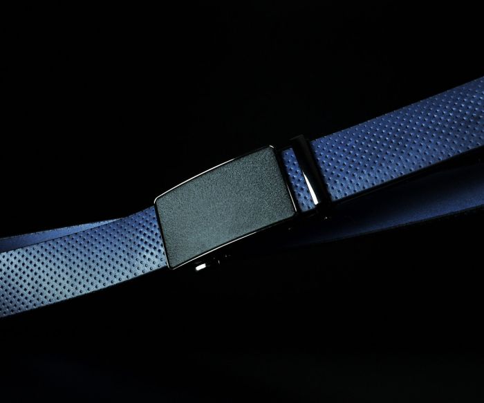 Чоловічий синій ремінь SFIP автомат з фактурним тисненням (3,5 см)