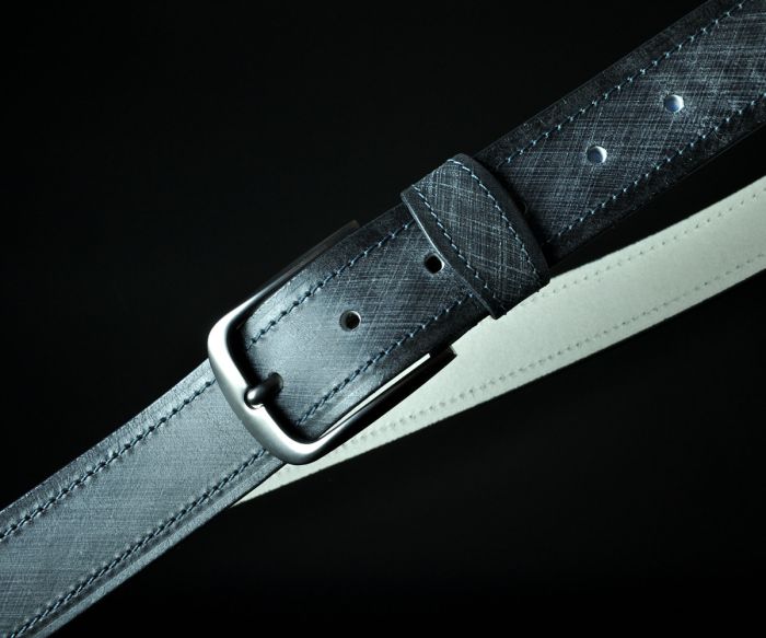 Чоловічий шкіряний ремінь з ефектом візуальної фактури, чорний (4 см)