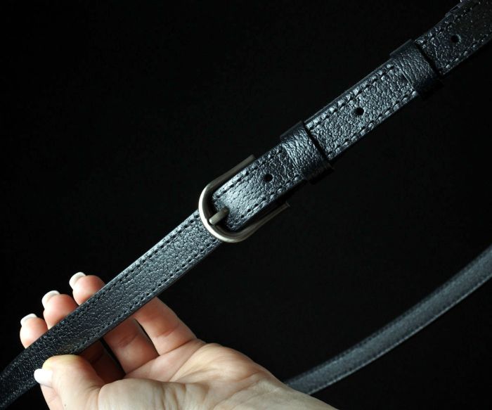 Жіночий шкіряний ремінь Sfip, чорний (2 см)