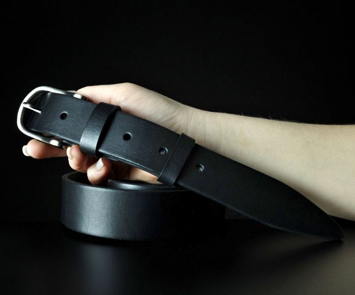 Жіночий шкіряний ремінь Sfip чорний, гладкий (3,5 см)