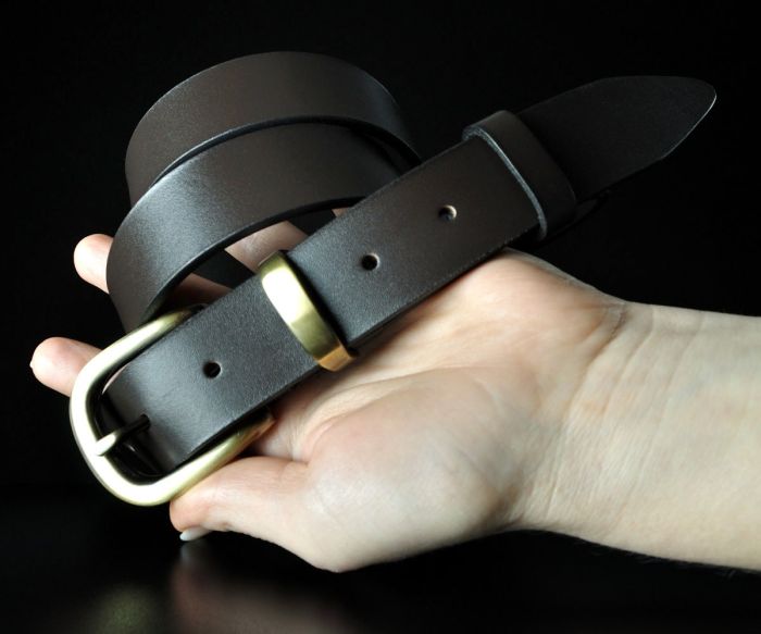 Жіночий шкіряний пасок Sfip, коричневий гладкий (3 см)