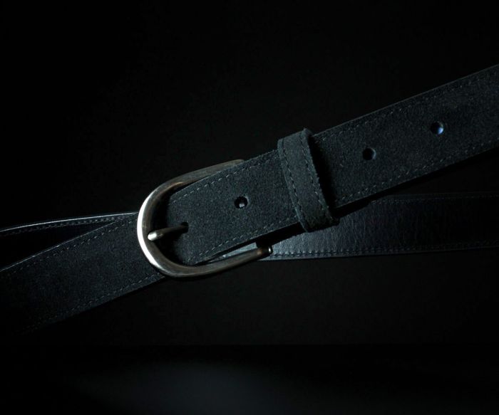 Жіночий замшевий ремінь Sfip чорний, прошитий (3,5 см)