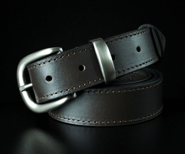 Жіночий шкіряний ремінь Sfip коричневий, прошитий (3 см)