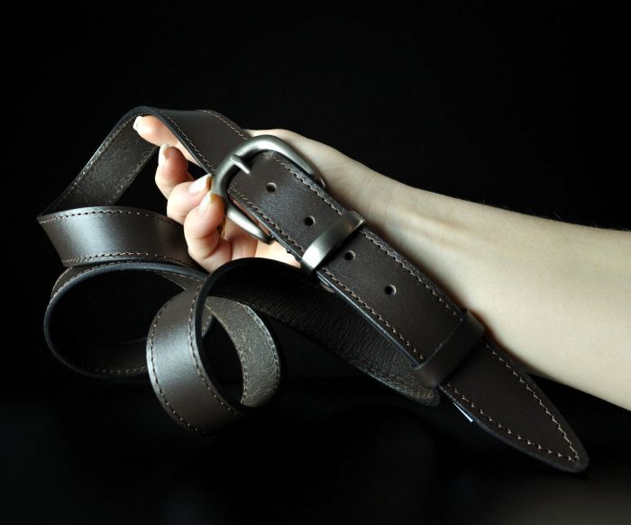 Жіночий шкіряний ремінь Sfip коричневий, прошитий (3 см)