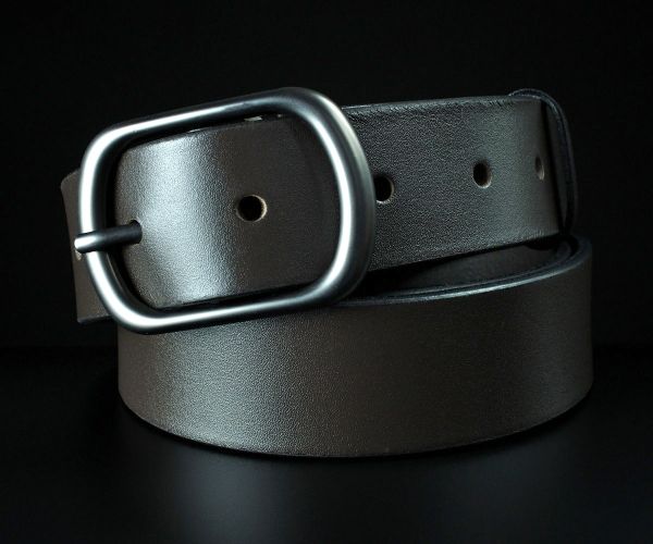 Жіночий шкіряний ремінь Sfip темно-коричневий, гладкий (3,5 см)