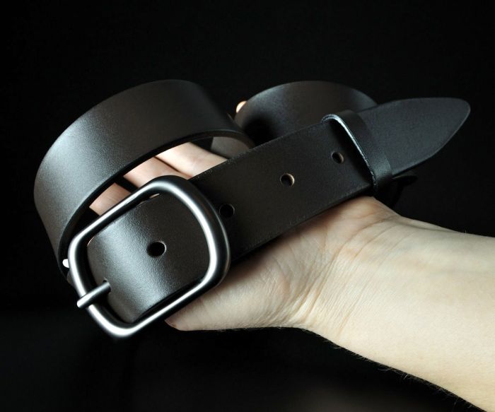 Жіночий шкіряний ремінь Sfip темно-коричневий, гладкий (3,5 см)