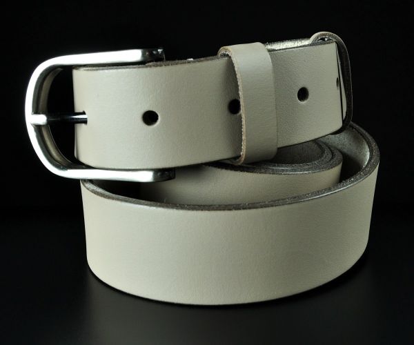 Жіночий шкіряний ремінь Sfip гладкий, колір бежевий (капучино) (3,5 см)