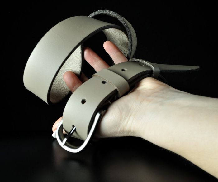 Жіночий шкіряний ремінь Sfip гладкий, колір бежевий (капучино) (3,5 см)