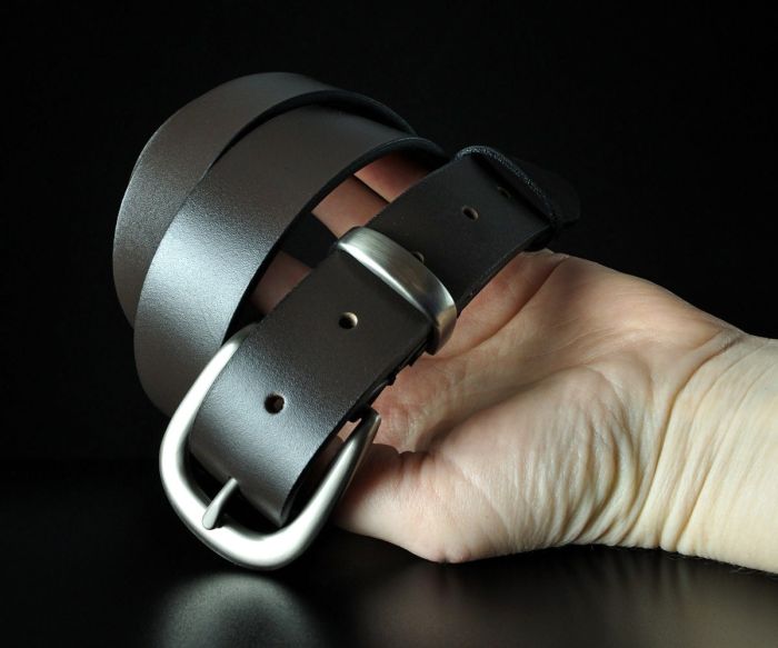 Жіночий шкіряний ремінь Sfip темно-коричневий, гладкий (3 см)