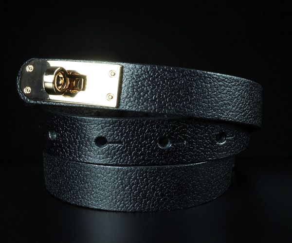 Жіночий шкіряний ремінь Kremen чорний, пряжка-замок (2 см)