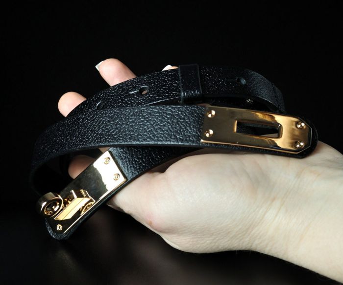 Жіночий шкіряний ремінь Kremen чорний, пряжка-замок (2 см)