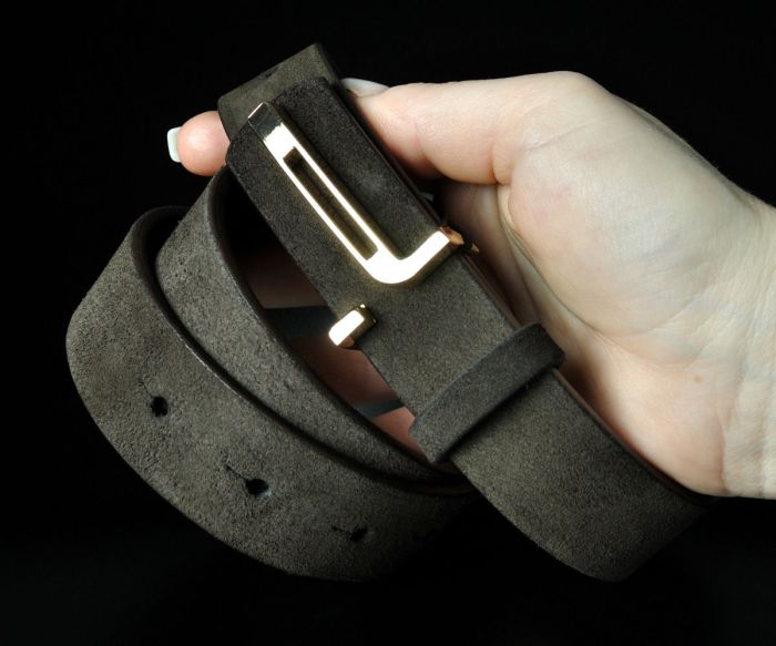 Жіночий пасок Kremen із натуральної замші коричневого кольору (3 см)