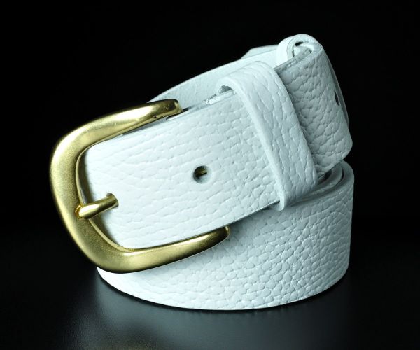 Жіночий шкіряний ремінь Kremen білий, флотар (3,5 см)