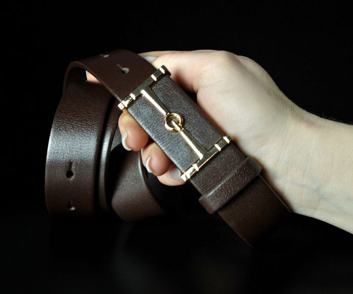 Жіночий коричневий ремінь Kremen зі слабо вираженою текстурою (3 см)