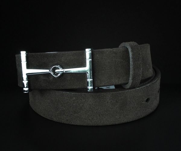 Жіночий замшевий ремінь Kremen коричневий зі срібною пряжкою (3 см)