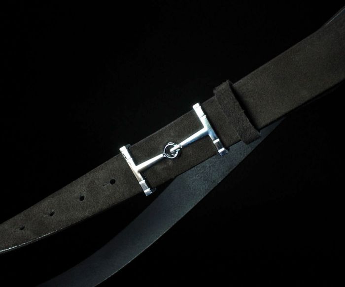 Жіночий замшевий ремінь Kremen коричневий зі срібною пряжкою (3 см)