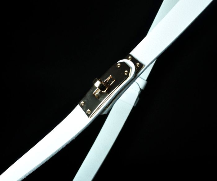 Жіночий шкіряний ремінь Kremen білий, пряжка-замок (2 см)