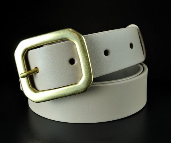 Жіночий шкіряний ремінь Kremen бежевий, італійська шкіра (3,5 см)