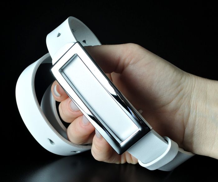 Жіночий шкіряний ремінь Kremen білий, гладкий (2,5 см)